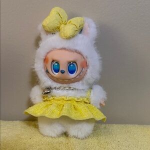 Cute Plush Lafufu with Yellow Dress and Bow